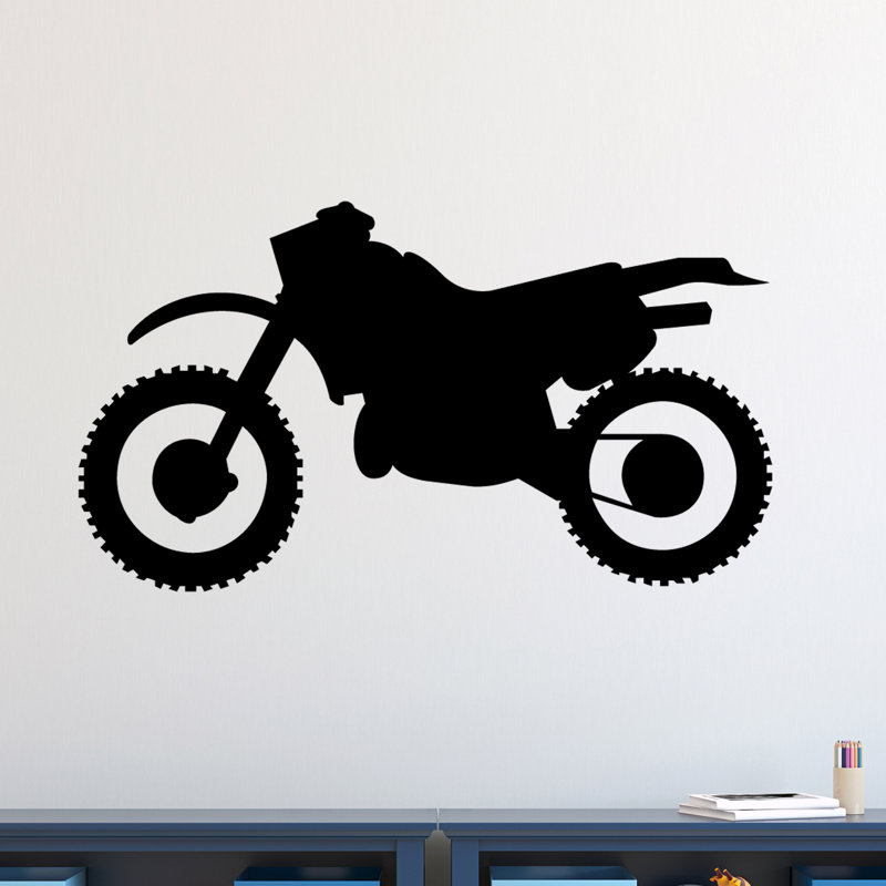 Décalcomanie murale silhouette de vélo à saleté, Noir