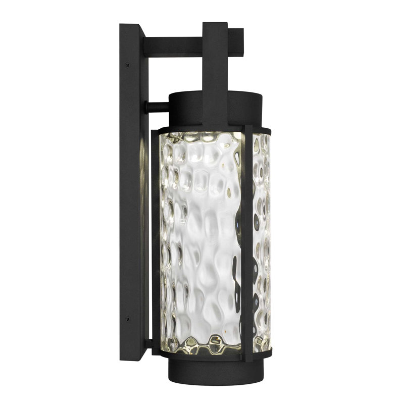 Winston LED Wall Lantern with Mouth-Blown Hammered Glass, 3-CCT Selectable, Dimmable, Wet Rated, 17" H x 5.5" W x 7.25" D