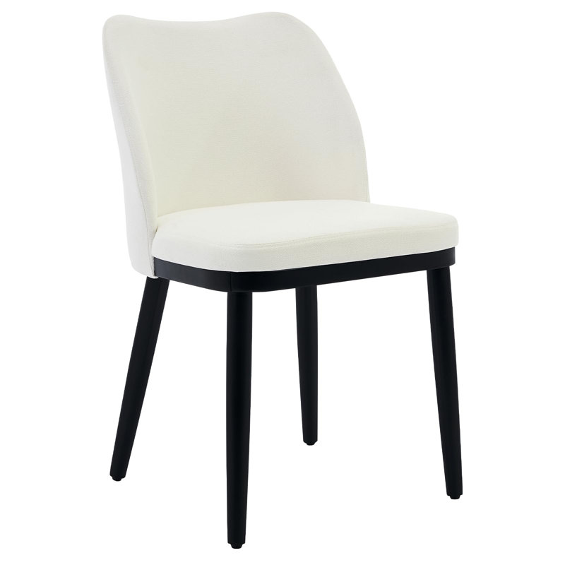 Modern Upholstered Dining Chairs Set of 2, Fabric Side Chairs with Padded Seat, Wood Legs for Home, Cafe, Kitchen, Dining Room