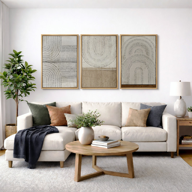«Mid Century Modern Boho», Disgressed Grunge, H 36 po x l 72 po , Cadre naturel flottant