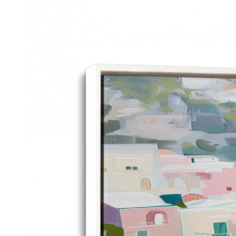 Ensemble de 2 impressions Coastal Village Glow, 18 po x 12 po, Cadre flottant blanc opaque