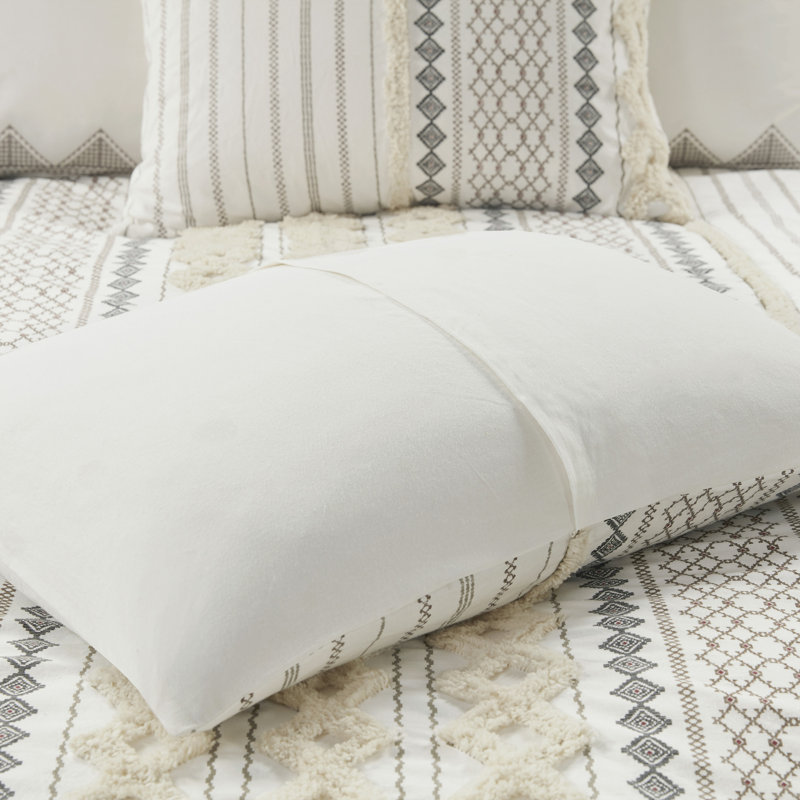 Ivory King Cotton Reversible Comforter Set with Chenille