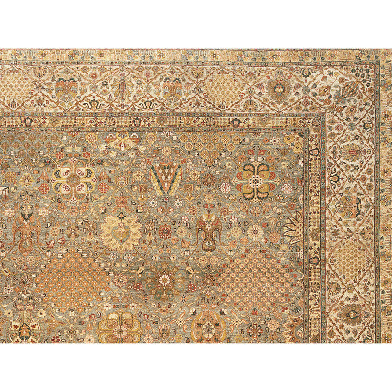 Wool Oriental Area Rug in Beige, Rectangle 5' x 7'2"