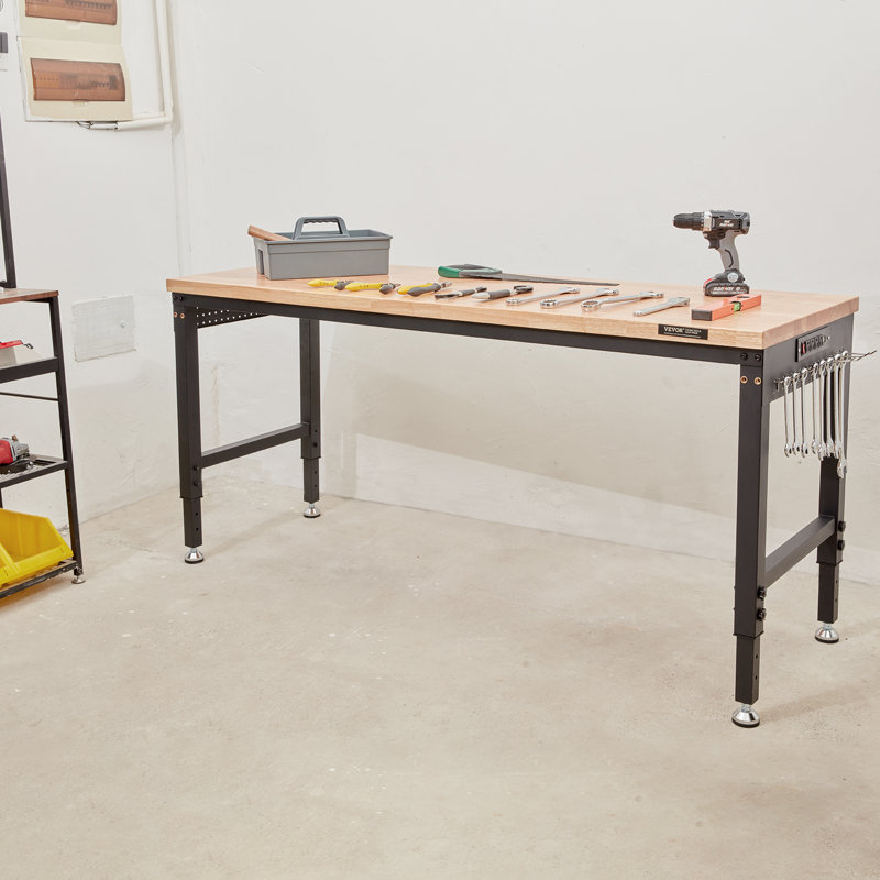 Doraville Manufactured Wood Top Height-Adjustable Workbench with Wheels, 39.5" H x 72" W x 25" D