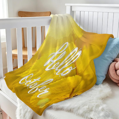 Jeté en molleton de flanelle orange ultra doux, imprimé d'érable doré d'automne