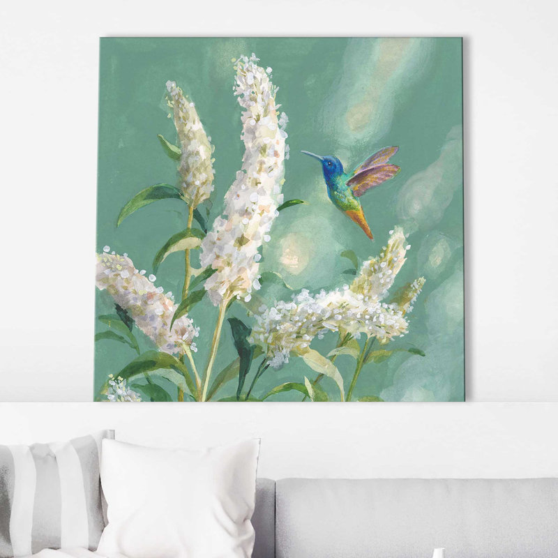 «Hummingbird Spring II (Square)» par Danhui Nai, reproduction, H 18 po x l 18 po x P 1 po, Toile tendue