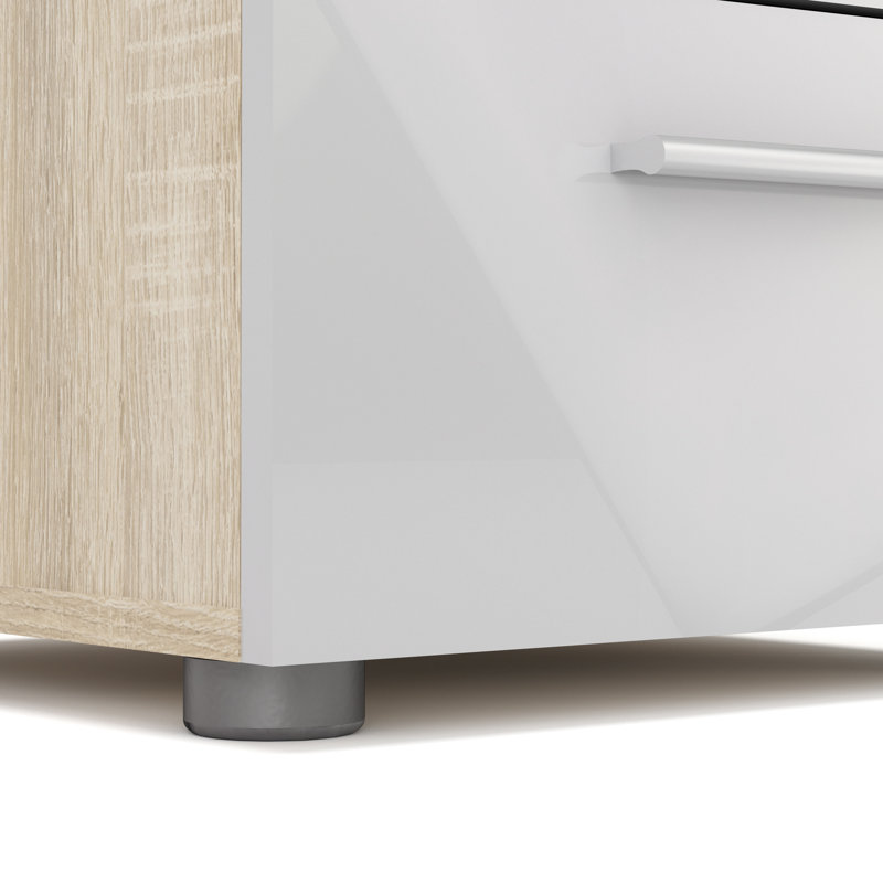 Gianna 15.75'' W Nightstand, Oak Structure/White High Gloss