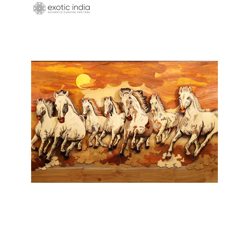 72 "72 grands chevaux de course | Panneau 3D en bois de rose avec incrustations