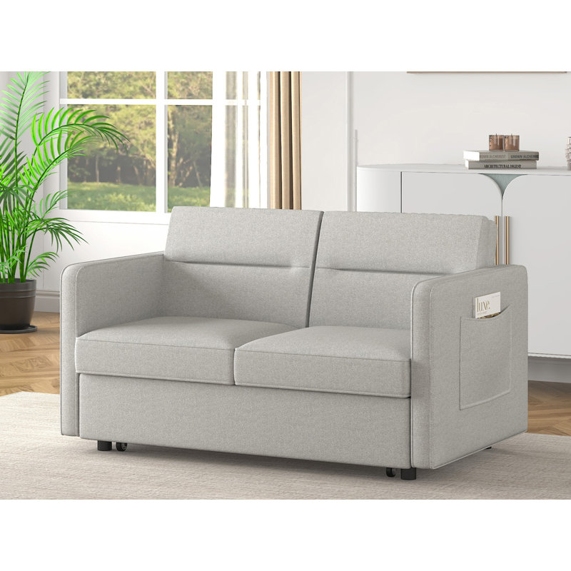 Causeuse-lit escamotable 54,5 po - Dossier réglable, Lin gris