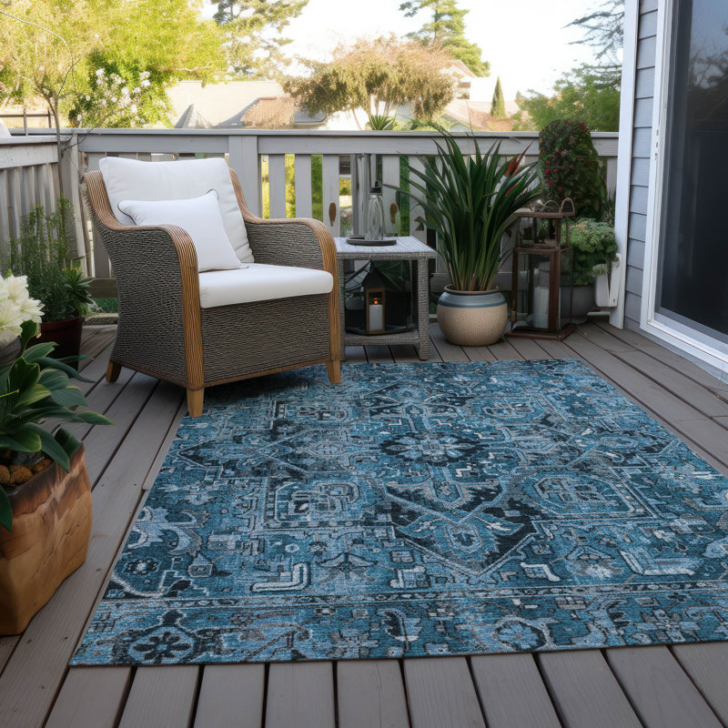 Mexia Washable Oriental Indoor / Outdoor Rug, Rectangle 8' x 10'