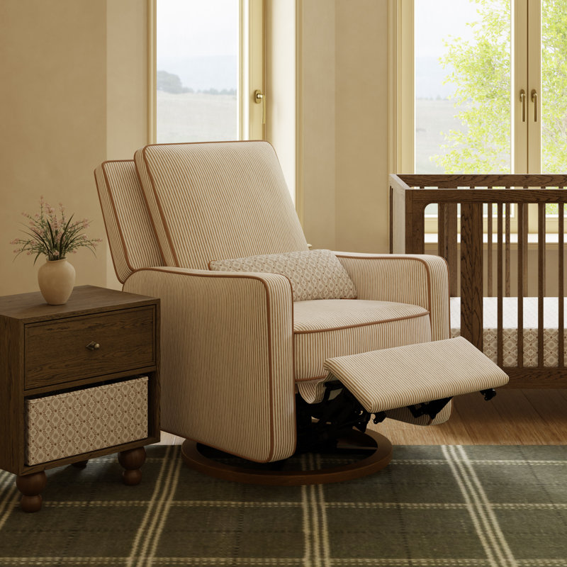 Sigi Electronic Recliner and Glider with USB Port by Nate Berkus, Performance Bronze Stripe Eco-Crossweave