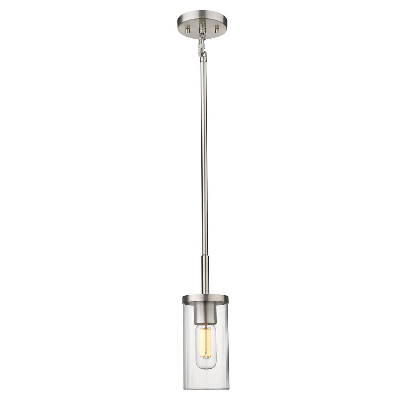 Luminaire suspendu cylindrique simple à 1 lumière Bertelli, Étain