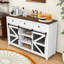 Buffet 3 tiroirs avec porte de grange coulissante, tablettes réglables et portes grillagées en métal-222980639