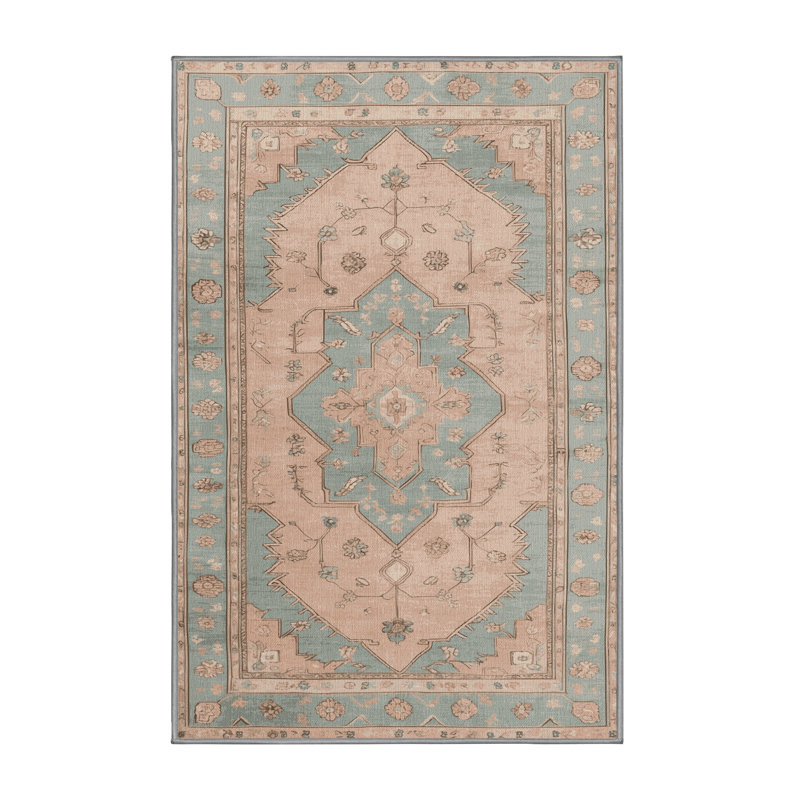 Tapis gris Afyon lavable à la machine, Rectangle 5 pi x 7 pi