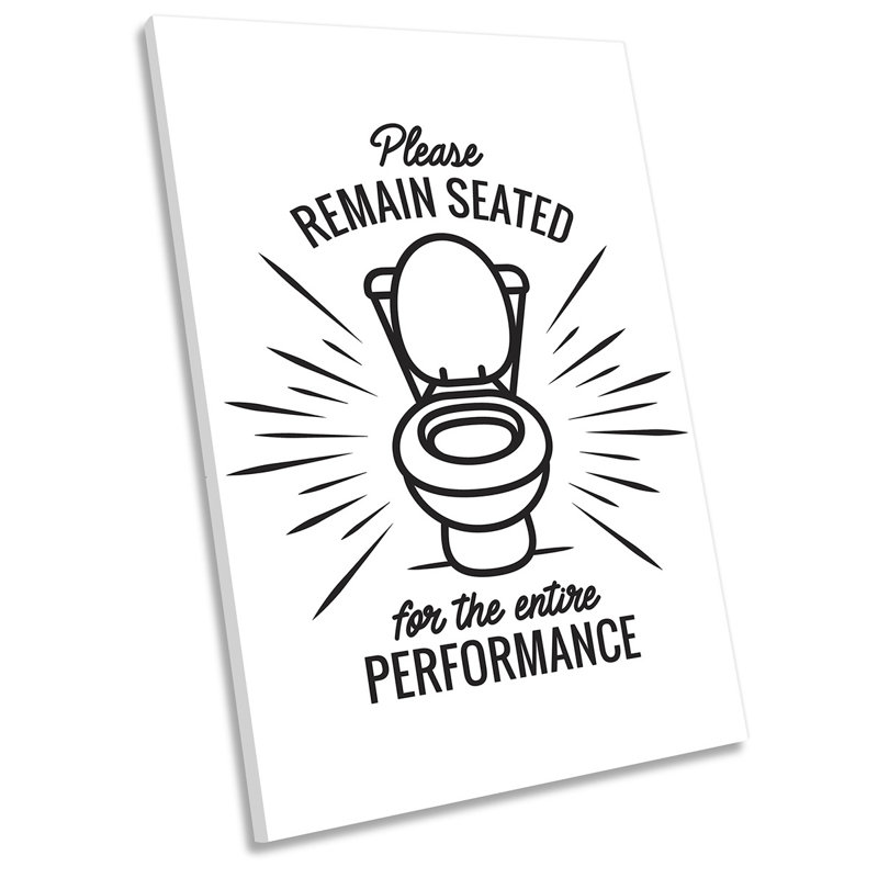 Bathroom Toilet Funny Picture White - Wrapped Canvas Art Prints, 91.4cm H x 61cm W x 4cm D