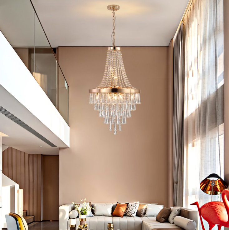 Modern Luxury Crystal Chandelier, Gold