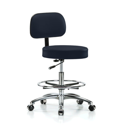 PERCH Chrome Basic Exam Stool with Back and Foot Ring | Bench