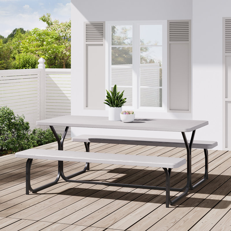 Ensemble de table de pique-nique 6/8 personnes, Noir, H 29 po x L 71 po x l 29 po