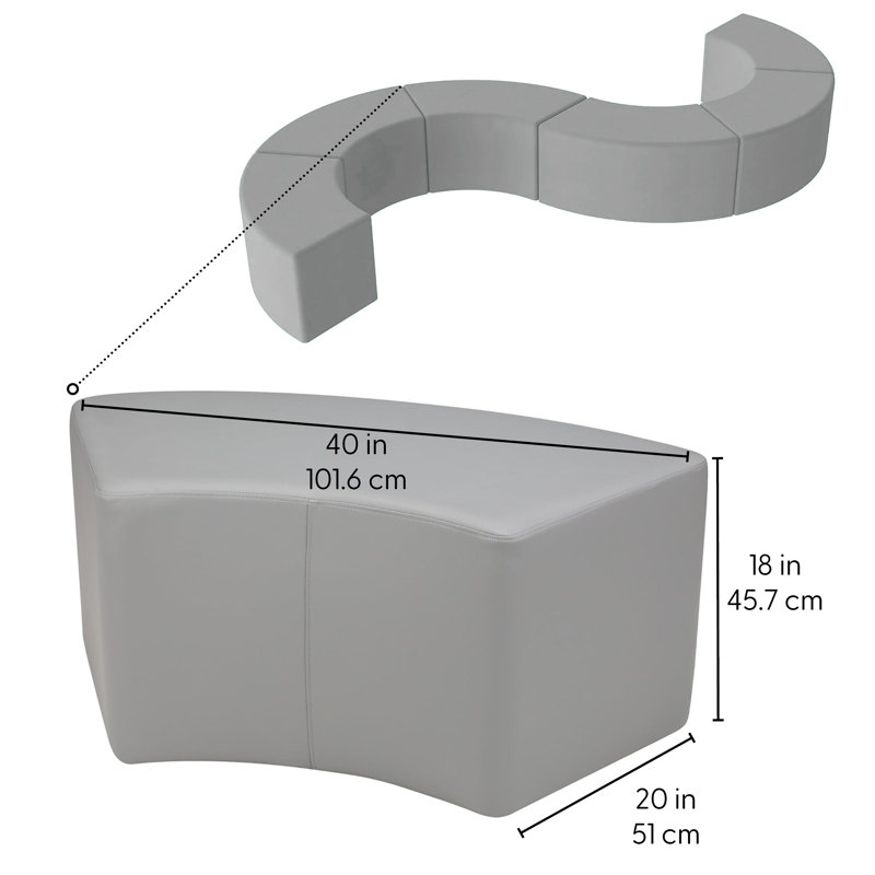Hauteur de repose-pieds courbé en S Pro Series, paquet de 6, H 18 po x l 20 po x P 40 po, Gris