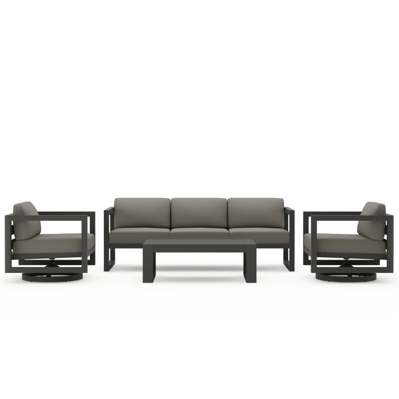 Avion 4 Piece Sofa Set With Swivel, Slate, Canvas Charcoal Sunbrella® Canvas