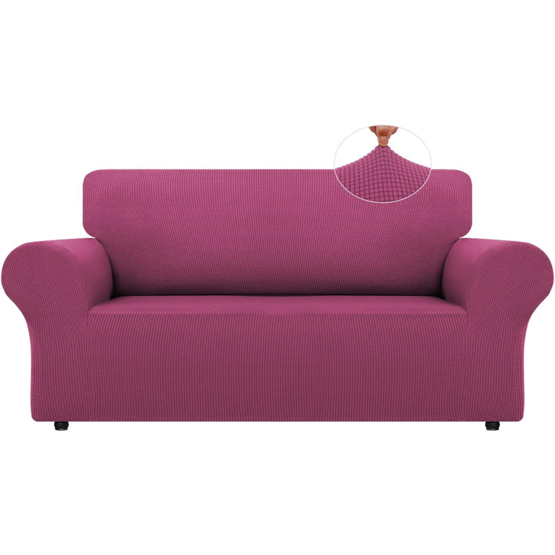 Housse pour canapé à coussins carrés/rectangulaires, Polyester rose rouge