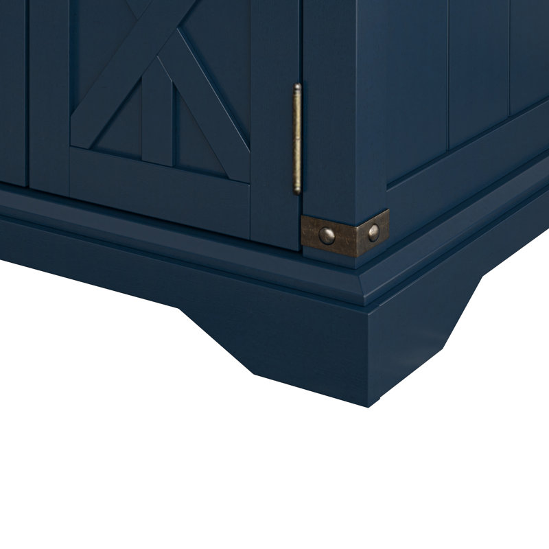 Taejuan End Table and Built-In Outlets, Navy, Brown