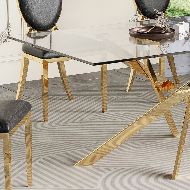 Table de salle à manger à piédestal Bithiah, Or