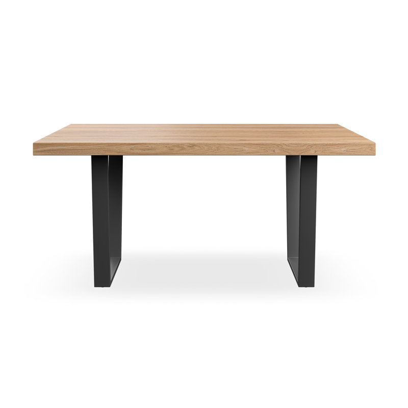 Dayatra Dining Table Modern Marble Effect Table Top w Black Legs, Natural Wood
