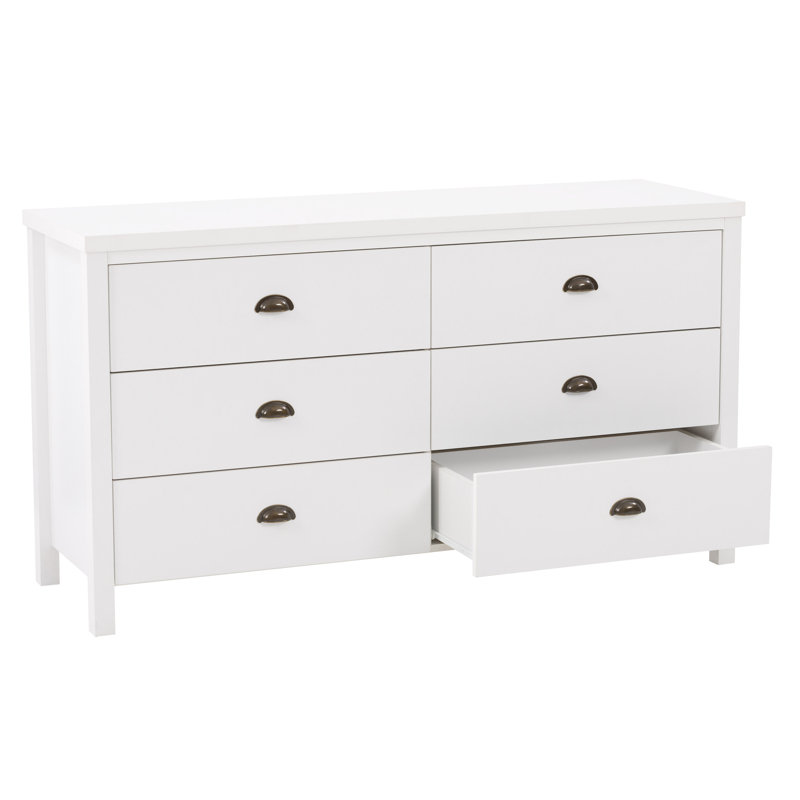 Commode double à 6 tiroirs H 55 po Humberto, Blanc