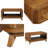 41.5" Rectangular Coffee Table with Solid Wood Legs & Open Shelf-984488856