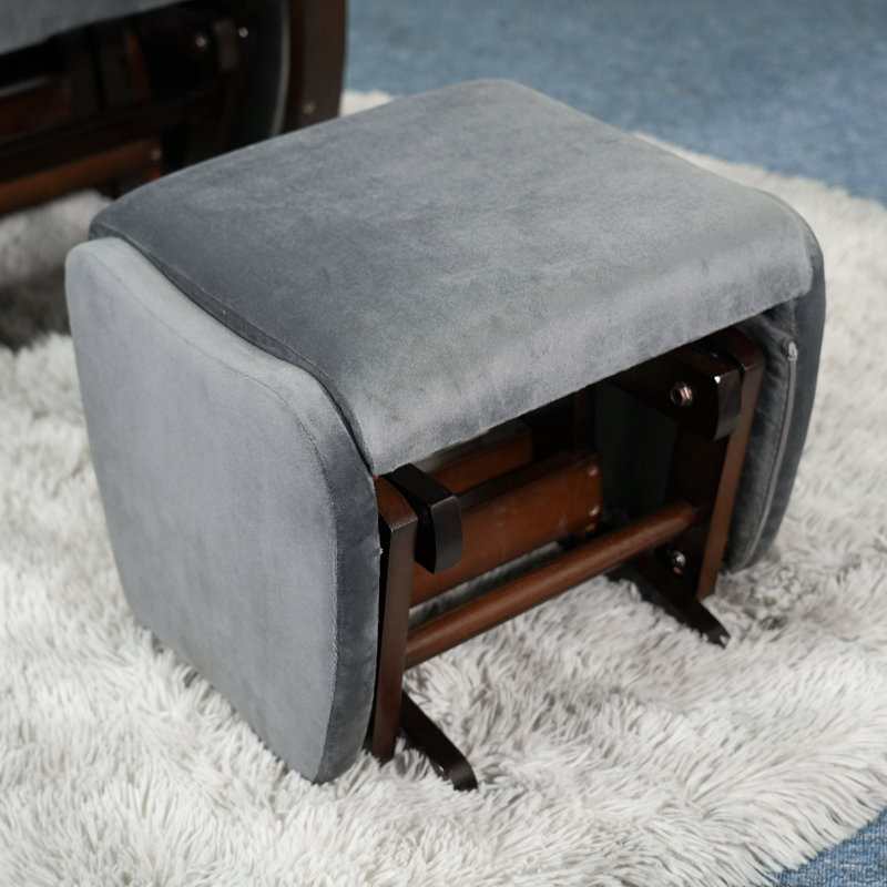 Fauteuil oscillant avec repose-pieds Baylis, Anthracite, Noyer
