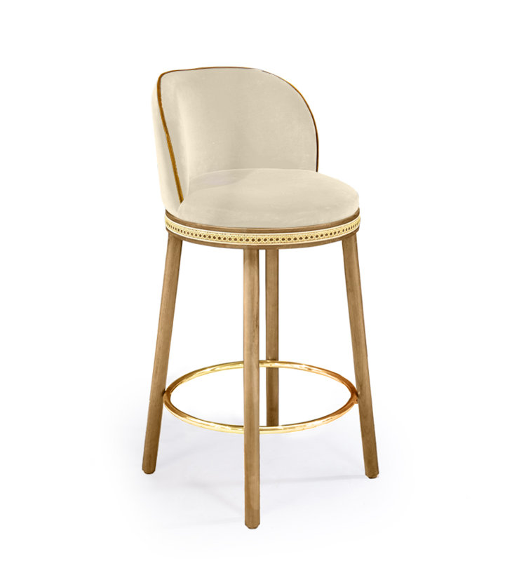 Tabouret de bar et de comptoir Alma, Nuage, Laiton poli, Tabouret de comptoir (siège d'une hauteur de 27 p