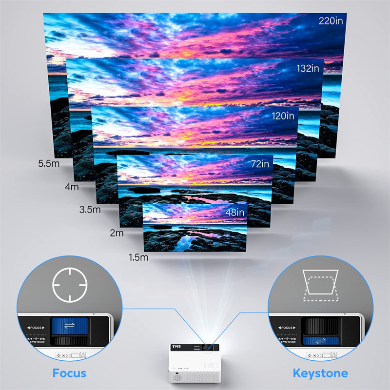 Mini Projector, Upgraded Bluetooth Projector With Screen, 1080P Full HD Portable Projector, Movie Projector Compatible With TV Stick Smartphone/HDMI/USB, Indoor & Outdoor Use