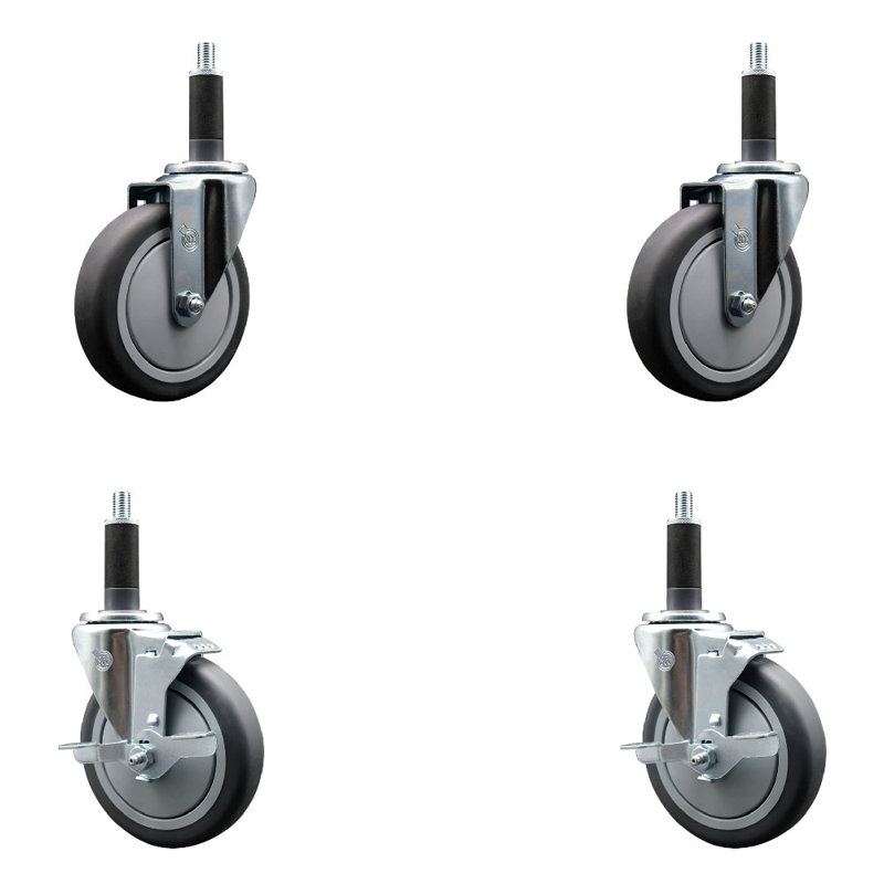 Ensemble de roulettes extensibles en caoutchouc thermoplastique pivotant sur roues 1 pouce 2 freins SCC