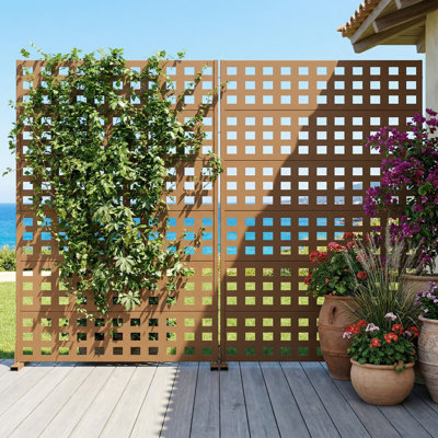 72x47x16 Inch Privacy Screens Rectangular Interlocking Grid Pattern Set of 2