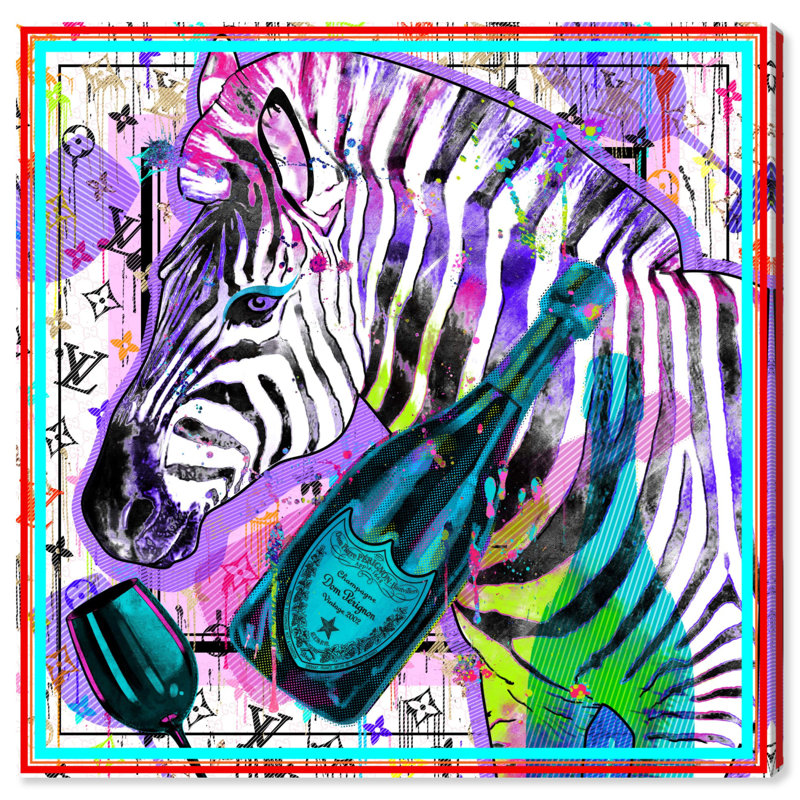 «Urban Drinker Zebra Canvas Maximalist Fashion Art Prints» par Rosdorf Park, Toile tendue, H 40 po x l 40 po