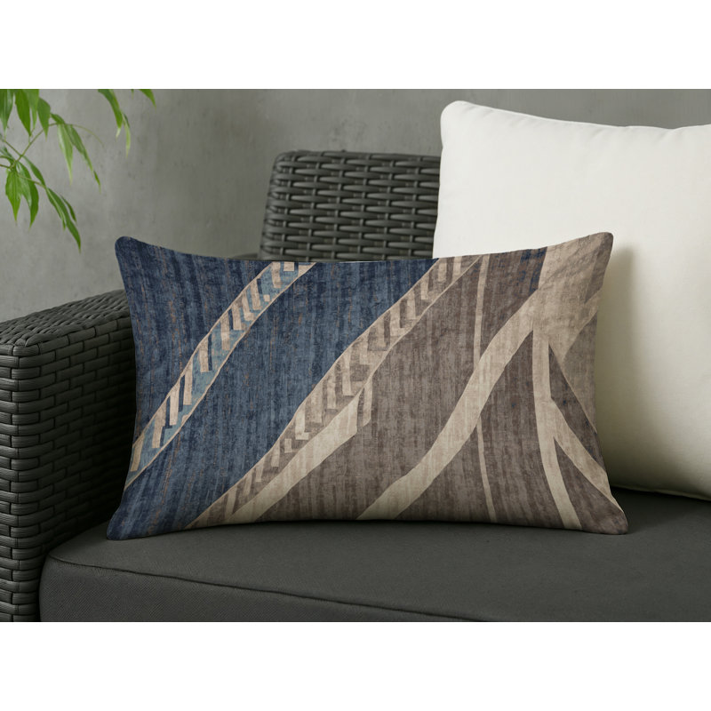 Coussin décoratif intérieur et extérieur Modern, Gris abstrait 19, Rectangle H 14 po x l 20 po