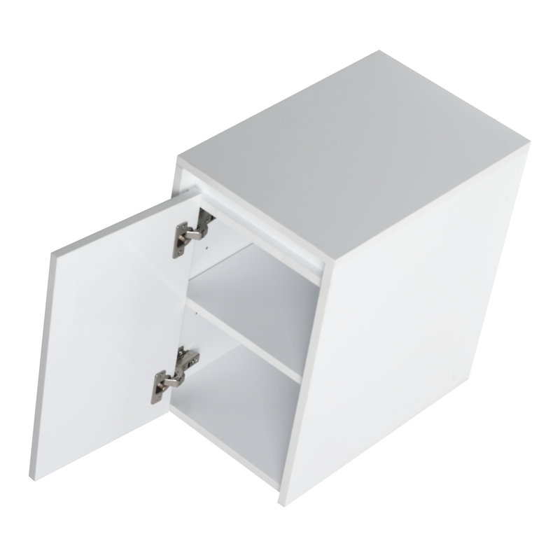 12-Inch Glossy White Bathroom Side Cabinet With Floating Design, Soft Close Hinges, And Easy Maintenance Of Close, Plywood For Storage