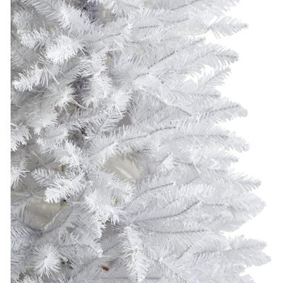  6ft Slim White Artificial Christmas Tree with LED Lights