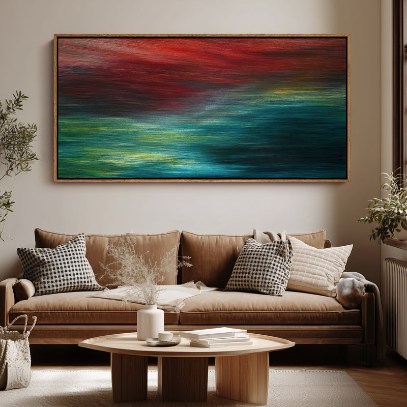 Très grand art mural rétro encadré pour art classique, H 30 po x l 60 po, Naturel