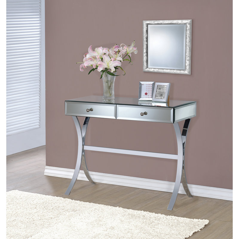 2-Drawer Console Table Clear Mirror