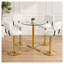 Ensemble de 2 tabourets de bar à hauteur réglable, siège rembourré en similicuir blanc, piètement et repose-pieds en métal doré, idéal pour un îlot de cuisine ou un bar à domicile.-5268202