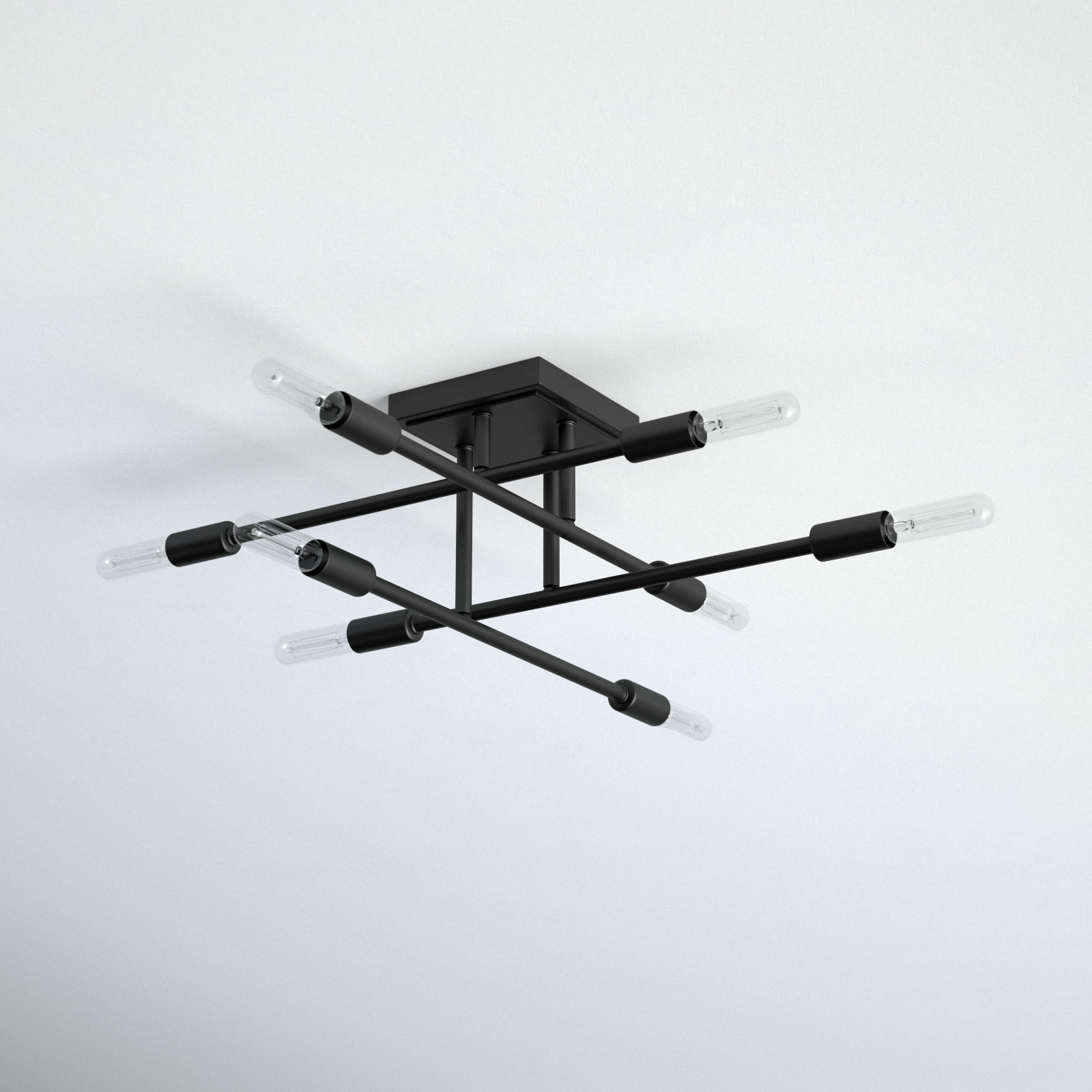 Jordy 8-Light Steel Sputnik Semi Flush Mount , Matte Black