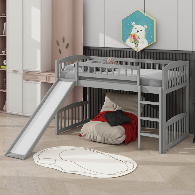 Twin-Size Loft Bed Showcasing A Slide