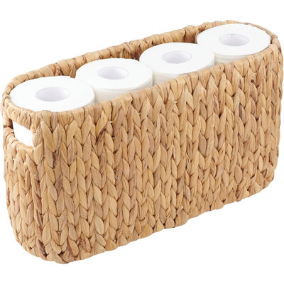 Toilet Paper Storage Basket – Coastal Rattan Bathroom Organizer With Storage For Up To 8 Rolls
