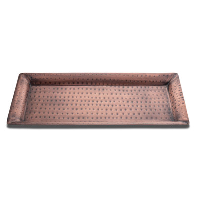 Hand Hammered Metal Decorative Vanity Serving Platter Tray, Antique Copper