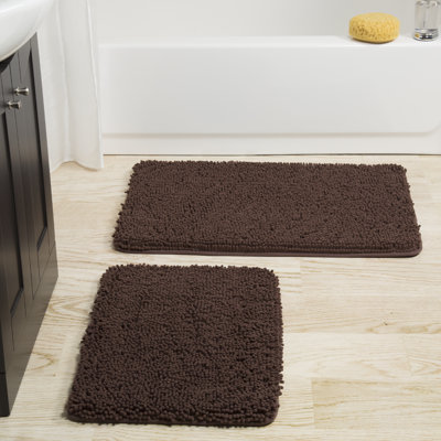 Ensemble de 2 tapis de salle de bain Plymouth Home - Tapis de bain en mousse à mémoire de forme 32 po x 21 po et 24 po x 17 po avec dessus en chenille pour un décor de salle de bain élégant - Tapis de bain lavables à la machine 
