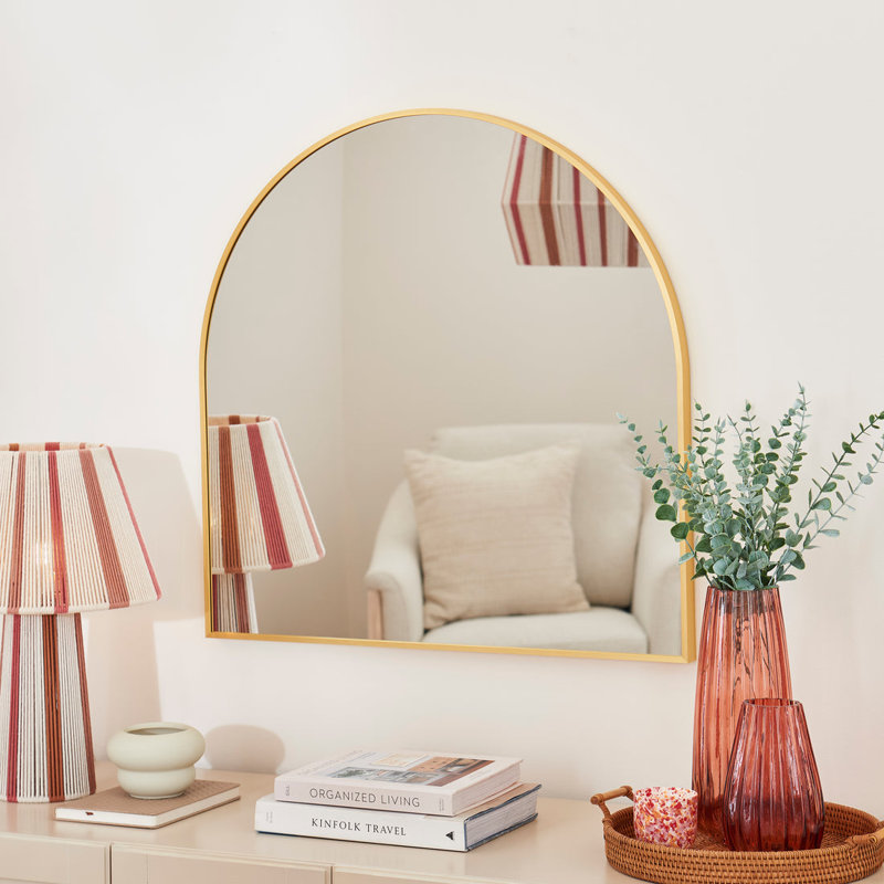 Symari 70x70cm Arch Mirror, Gold, Aluminum