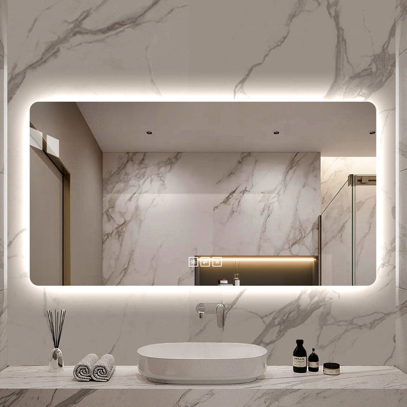 Miroir de salle de bain DEL 48 x 24 po - Haute résistance à la corrosion, trois couleurs réglables, système anti-buée. Rétroéclairage 48 x 24 po, excellent changement de couleur.