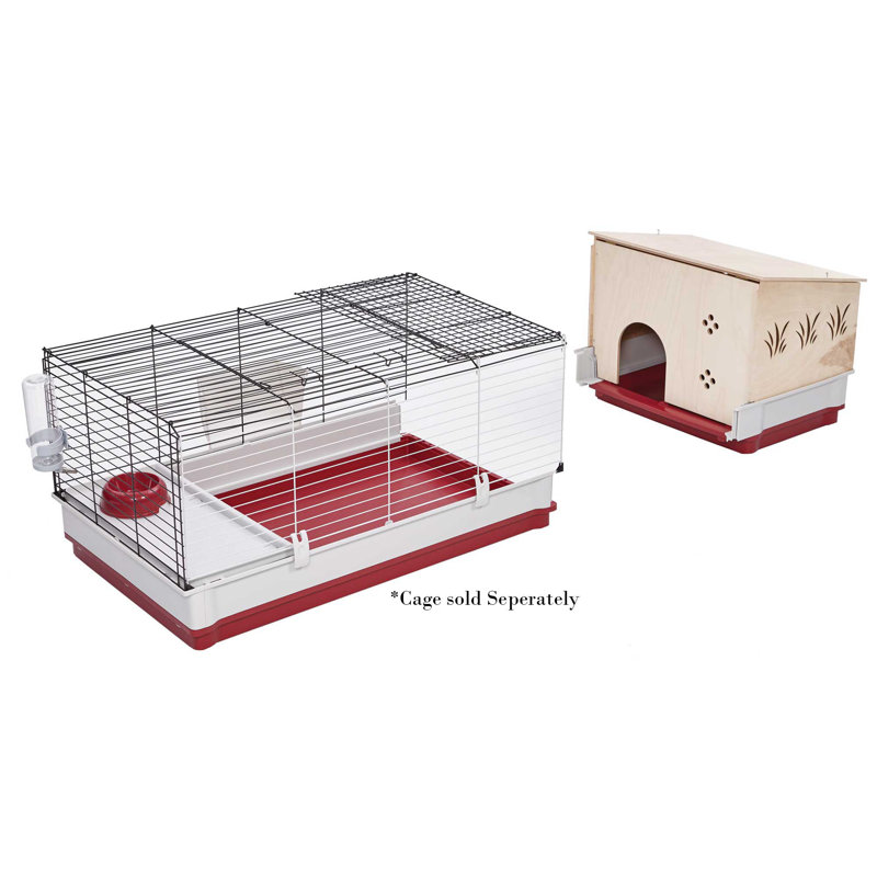 Natural Wood Small Animal Hutch Extension with Deep Pan